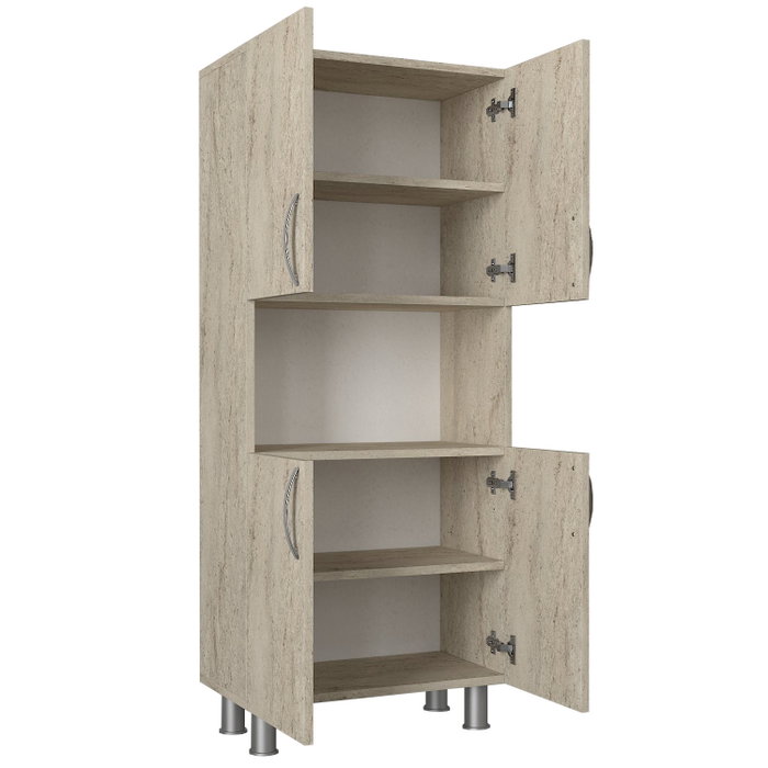 Hanah Home Mueble de Baño Travertino Melamina 59.5x140.3x29.5 cm Armario con Estantes Amplio Almacenamiento